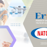 Corporate announcement graphic showing the Eris Lifesciences and Natco Pharma logos alongside medical imagery of vials and syringes, highlighting their partnership to launch generic Semaglutide in India.
