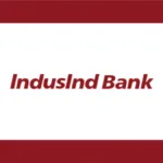 The official logo of IndusInd Bank, featuring the brand name in its signature maroon, italicized serif font against a clea...