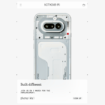 Official "Built different" announcement poster for the Nothing Phone (4a) featuring a rear view of the device's unique pill-shaped camera module and new Glyph Bar lighting.