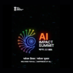 Official logo of the India-AI Impact Summit 2026 featuring the Ashoka Chakra and the theme "Welfare for All, Happiness of All" in Hindi and English.