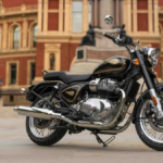 The limited-edition Royal Enfield Classic 650 125th Anniversary motorcycle featuring the exclusive red-to-gold Hypershift paint and commemorative tank crest.