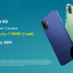 The newly launched Samsung Galaxy F70e 5G in Spotlight Blue and Limelight Green, featuring a premium leather-pattern finish and a high-resolution Showstopper Camera
