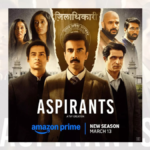 Official poster for Aspirants Season 3 featuring the lead cast Naveen Kasturia, Sunny Hinduja, Shivankit Singh Parihar, and Abhilash Thapliyal against a bureaucratic backdrop.