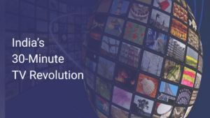 A digital globe composed of numerous small television screens displaying various colorful broadcast images, symbolizing a ...