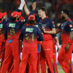 Royal Challengers Bengaluru (RCB) players including Rajat Patidar and teammates celebrating a wicket during their dominant TATA IPL 2026 opening match against Sunrisers Hyderabad.