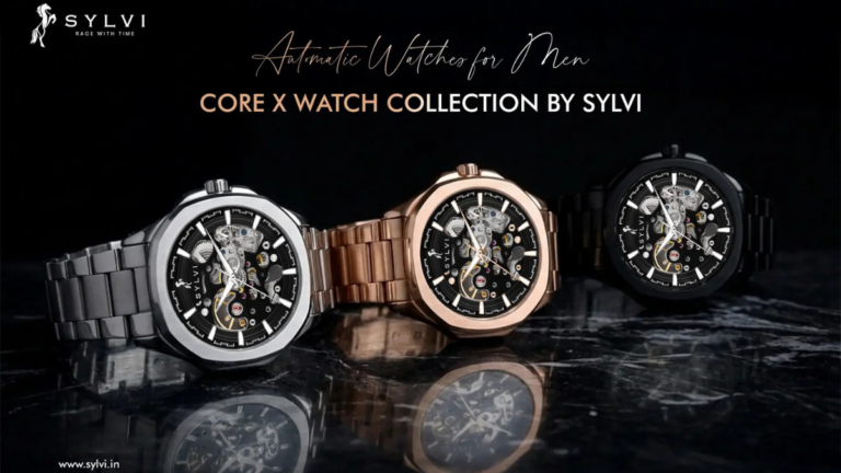 Mastering Time with Kinetic Art: Why the Sylvi Core-X Skeleton Automatic is the New Identity of the Modern Indian Man 5 Three Sylvi Core-X automatic skeleton watches for men in black, silver, and rose gold stainless steel finishes.