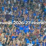 A celebratory crowd of Indian cricket fans with an overlay text reading "BCCI Unveils 2026-27 Home Season".