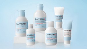 A group of Illiyoon Ceramide Ato skincare products including the ATO Concentrate Cream, Lotion, Soothing Gel, and Top to T...