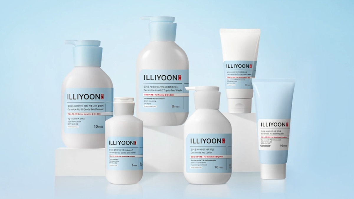 Illiyoon Lands in India: Why This K-Derma Giant is the Ultimate Reset for Your Skin Barrier 1 A group of Illiyoon Ceramide Ato skincare products including the ATO Concentrate Cream, Lotion, Soothing Gel, and Top to Toe Wash, featuring the Ceramide Skin Complex 2.0.