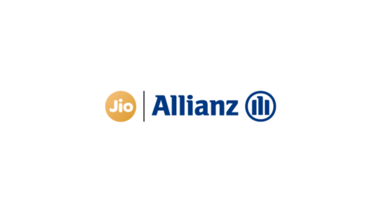 The combined logo of the Allianz Jio Reinsurance joint venture featuring the orange Jio brand mark and the blue Allianz corporate logo.