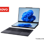 Lenovo ThinkBook Modular AI PC Concept in dual-screen mode with the Bluetooth keyboard detached and a secondary display module integrated into the base.