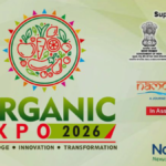 Official logo of Organic Expo 2026 highlighting the themes of Knowledge, Innovation, and Transformation with support from Ministry of MSME, Namo Gange, and Sewa International.