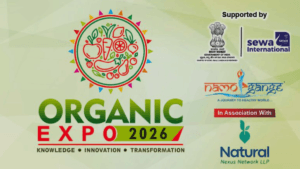 Official logo of Organic Expo 2026 highlighting the themes of Knowledge, Innovation, and Transformation with support from ...