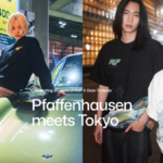 Models wearing the RUF x Gran Turismo 30th Anniversary collection apparel on the streets of Tokyo, celebrating Pfaffenhausen heritage.