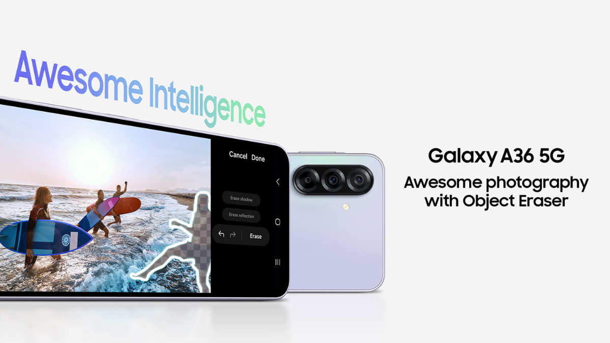 Samsung Galaxy A37 & A57 India Launch Imminent: BIS Certification Confirms "Awesome" Upgrades 2 Samsung Galaxy A36 5G interface showing the AI Object Eraser tool removing a person from a beach photography shot.