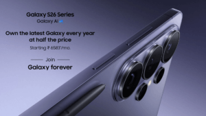 Samsung Galaxy S26 Series promotional graphic for the Galaxy Forever plan starting at 6583 per month.