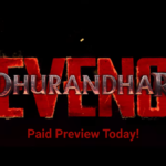 Official title poster for 'The Dhurandhar Revenge' featuring bold red metallic text on a black background with 'Paid Preview Today!' written in red and the Jio Studios logo.