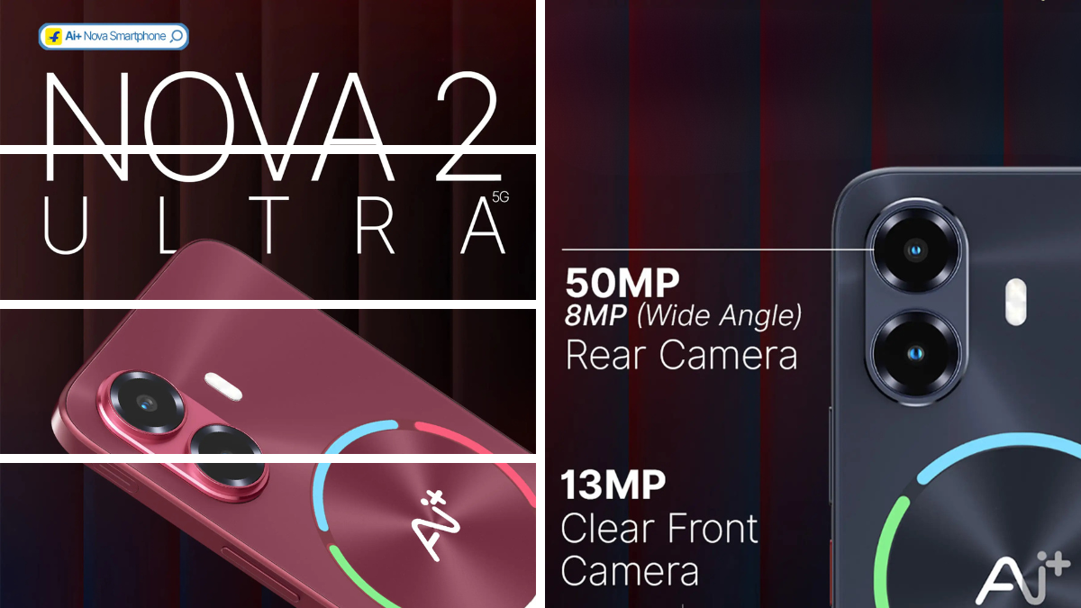 Monsoon-Ready & Battery-Heavy: The AI+ Nova 2 Ultra is the Practical Hero We’ve Been Waiting For 1 AI+ Nova 2 Ultra 5G official launch poster featuring Mumbai Indians and Kolkata Knight Riders logos with 50MP camera specs.