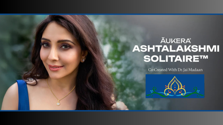 Promotional banner for Aukera Ashtalakshmi Solitaire co-created with celebrity astrologer Dr. Jai Madaan featuring the lot...