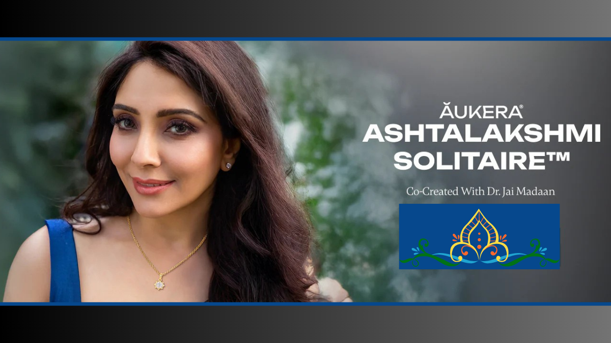Promotional banner for Aukera Ashtalakshmi Solitaire co-created with celebrity astrologer Dr. Jai Madaan featuring the lot...