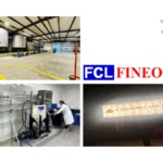 A professional collage showcasing CrudeChem Technology and FCL Fineotex industrial infrastructure, featuring large chemica...