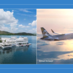 Split image showing the Taj Lake Palace in Udaipur and an Etihad Airways jet, representing the new loyalty partnership.