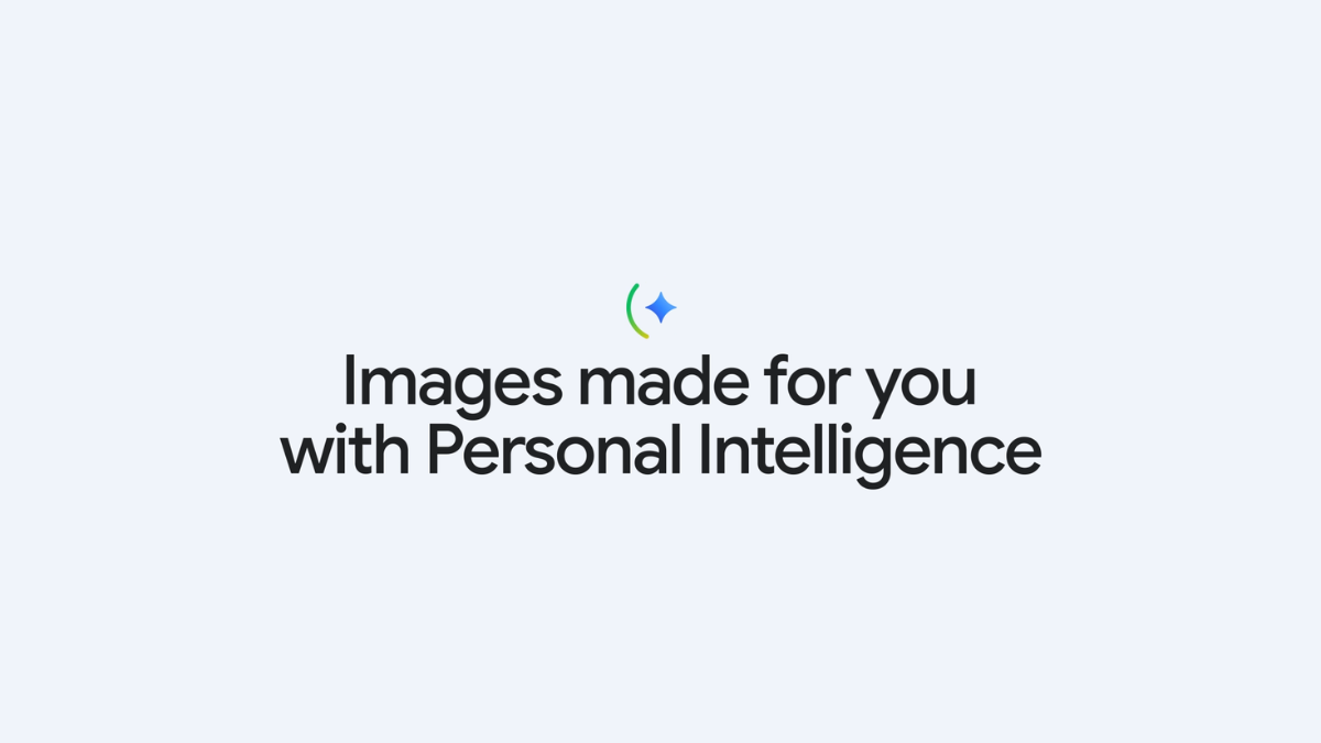 Text reading Images made for you with Personal Intelligence with a Gemini sparkle icon for personalized AI art in India.