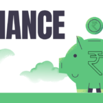 Green piggy bank with Rupee symbol and floating coin under bold Finance text for Indian investment weekly updates