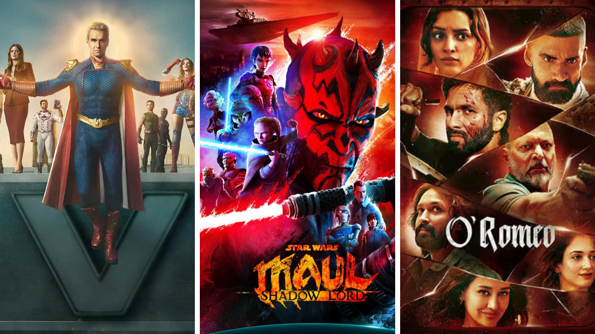 OTT Guide April 2026: What is Releasing on OTT This Week in India? (April 6-12) 1 Poster collage featuring major OTT launches for April 2026: The Boys Season 5 on Prime Video, Star Wars Maul Shadow Lord on JioHotstar, and Shahid Kapoor's O’Romeo.
