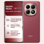 Front and back view of the Redmi Note 15 5G Special Edition in Crimson Reserve showing the 7.35mm slim design and 5800mAh battery highlights.