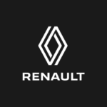 Official white Renault logo on a black background, representing Renault Group’s futuREady India expansion plan to launch s...