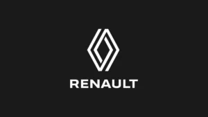 Official white Renault logo on a black background, representing Renault Group’s futuREady India expansion plan to launch seven new multi-energy models by 2030.