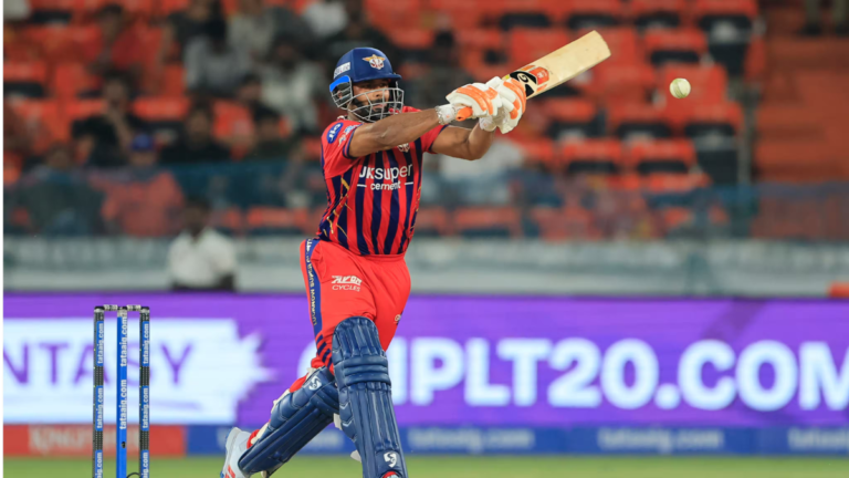 TATA IPL 2026 Match 10: Rishabh Pant & Mohd. Shami Lead LSG to Maiden Win in SRH vs LSG 1 Rishabh Pant of Lucknow Super Giants playing a powerful shot against Sunrisers Hyderabad during TATA IPL 2026 Match 10 at the Rajiv Gandhi International Stadium.
