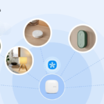 White central hub linked to IKEA smart bulbs and sensors showing Samsung SmartThings integration for Indian homes.