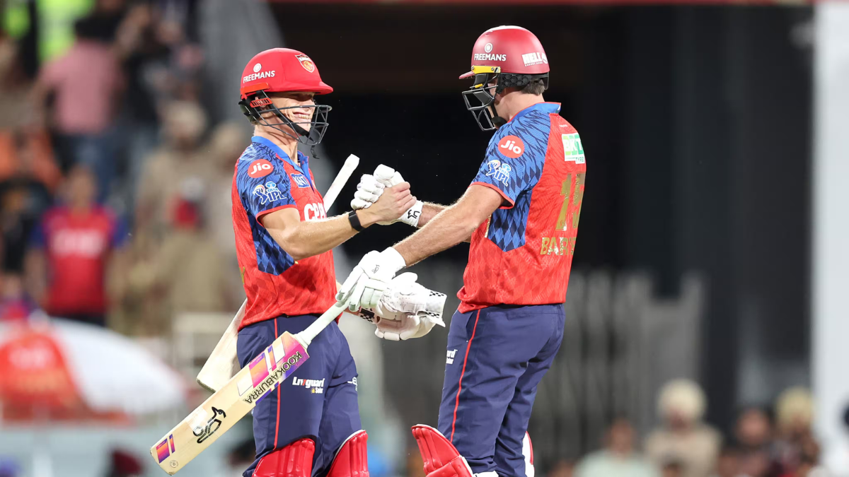 Punjab Kings debutant Cooper Connolly and Xavier Bartlett celebrate their thrilling three-wicket win over Gujarat Titans in Match 4 of TATA IPL 2026.