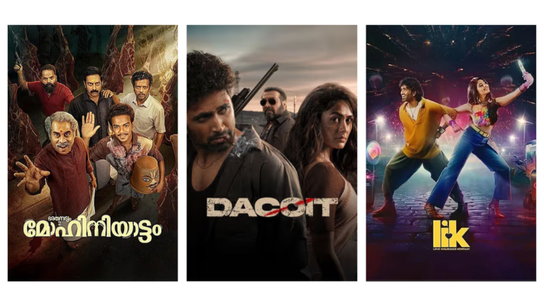 Cinema Guide April 2026: Movies Releasing in Theatres This Week in India (April 6–12) 1 Movie posters for Dacoit starring Adivi Sesh, Love Insurance Kompany (LIK) starring Pradeep Ranganathan, and Bharathanatyam 2 Mohiniyattam releasing in India on April 10, 2026.