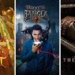 Collage of three movie posters for April 2026: Phula, a Marathi folk-rooted social drama; Bhooth Bangla, a Bollywood horro...