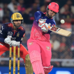 15-year-old Vaibhav Sooryavanshi of Rajasthan Royals hitting a powerful boundary against Royal Challengers Bengaluru during TATA IPL 2026 Match 16 at ACA Stadium, Guwahati.