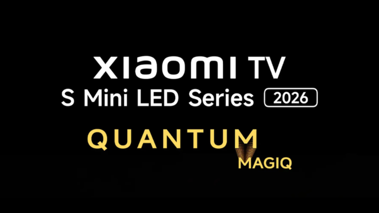 Promotional poster for Xiaomi TV S Mini LED Series launching in India on April 15, 2026, featuring 1200 nits peak brightne...