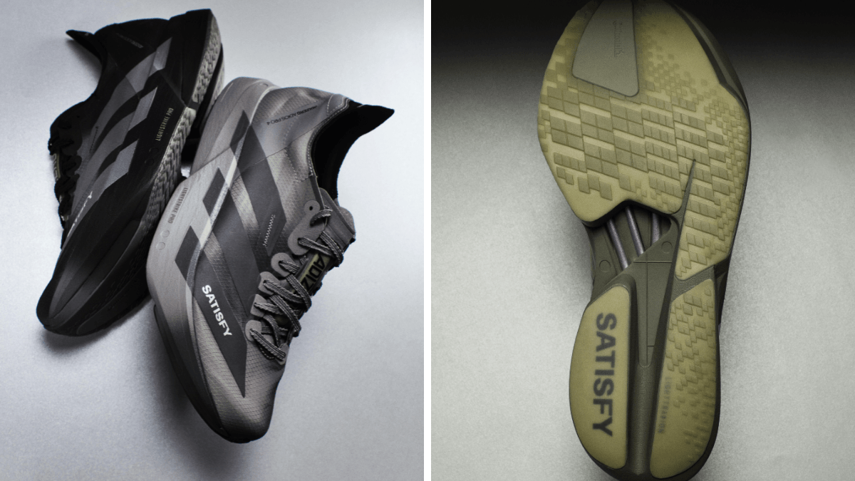 The limited carbon racer aiming to change running culture aesthetics 2 A side-by-side view showing the asymmetric mesh upper profiles and the olive green Continental rubber outsole tracking pattern.