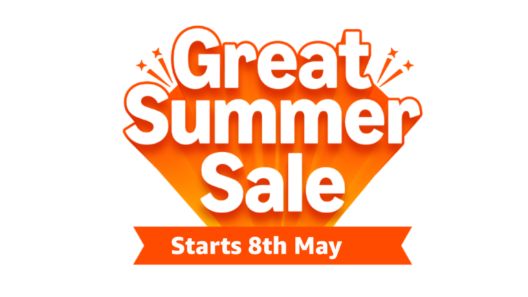 Orange and white Great Summer Sale logo with a banner reading Starts 8th May for the upcoming Amazon India shopping event.