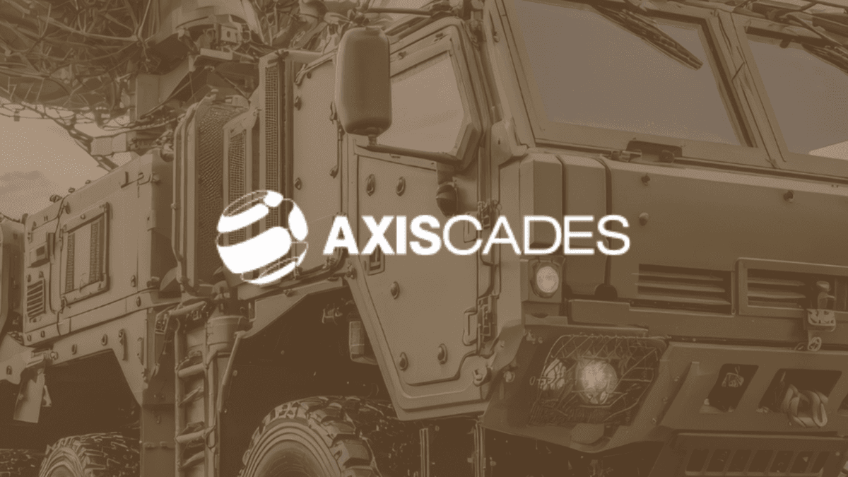 Will this ₹255 crore pivot make AXISCADES a defence giant 1 Heavy olive green military radar truck with a white AXISCADES logo overlay, representing the firm's Indian defence pivot.
