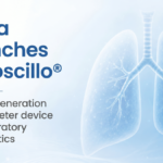 Cipla launches Ciposcillo text next to a glowing white lung illustration on a blue background for Indian diagnostics.