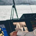 Officer watching maritime monitoring screens on a ship bridge, highlighting the Indian-developed command software.