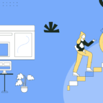 Illustration of two figures with an idea bulb and stairs leading to a target for India startup incubation growth.