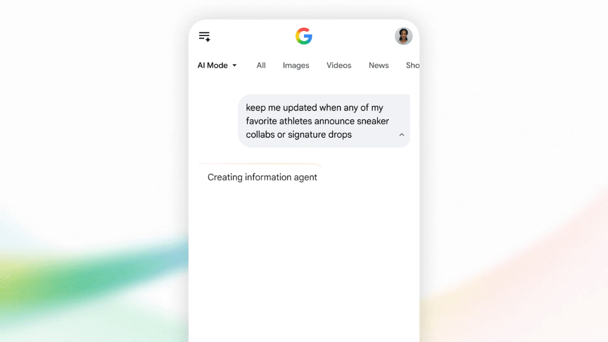 Is Google about to replace your property hunting apps? 2 Smartphone display showing a prompt to create an information agent in Google AI Mode for web updates.