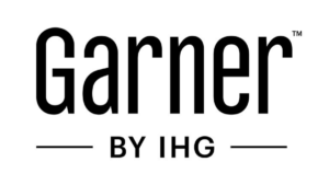 Black logo text reading Garner BY IHG on a white background, representing the brand's new hotel launch in Chhattisgarh