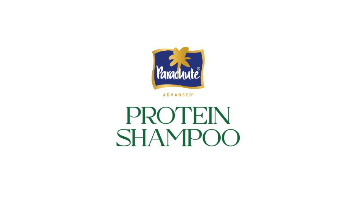 Parachute Advansed Protein Shampoo logo in blue and green text on a white background for the new India launch.