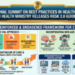 RBSK 2.0 infographic showing health icons and a 0-18 age timeline for the updated Indian child screening programme.
