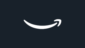 White Amazon smile logo centred on a dark background representing the upcoming Thane data centre.